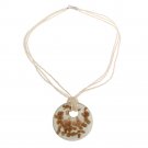 Sterling Silver White & Bronze Glass Disc Fashion Pendant P12136M
