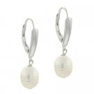 Sterling Silver White Freshwater Cultured Pearl Lever-Back Earrings E8672FPL