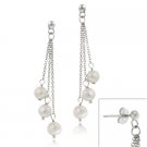 Sterling Silver White Freshwater Pearl Dangle Earrings E10873FPL