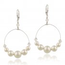 Sterling Silver White Swarovski Pearl & Crystal Dangle Wire Leverback Earrings E12254M7