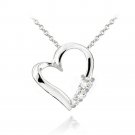 Sterling Silver White Topaz Three Stone Floating Heart Necklace P13393WT