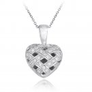 Sterling Silver Woven CZ Heart Pendant P11261