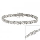 Sterling Silver X & Heart Bracelet with Genuine Diamond accents 1081