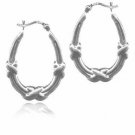 Sterling Silver X and Bar Hoop Earrings H2945