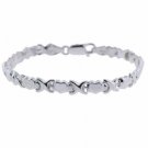 Sterling Silver X and Heart Tennis Link Bracelet B7051