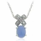 Sterling Silver X and O Chalcedony & Diamond accent Pendant P2913CHA