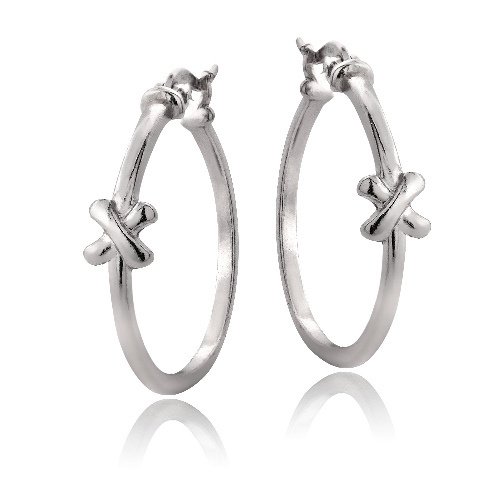 Sterling Silver X Polished Hoop Earrings H13733