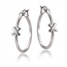 Sterling Silver X Polished Hoop Earrings H13733