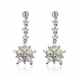 Sterling Silver Yellow & Clear CZ Flower Dangle Earrings E2756Y