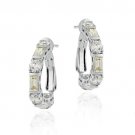 Sterling Silver Yellow & White CZ Hoop Earrings E2866LTY