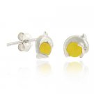 Sterling Silver Yellow Cats Eye Bead & Dolphin Earrings E9593Y