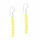 Sterling Silver Yellow Cats Eye Bead Dangle Earrings E9078Y
