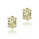 Sterling Silver Yellow CZ 6x4mm Oval Stud Earrings E12305Y