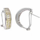 Sterling Silver Yellow CZ Half-Hoop Earrings E4000Y