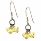 Sterling Silver Yellow Swarovski Elements Cluster Dangle Earrings E410