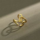 Street Irregular Line Cross 925 Sterling Silver Adjustable Ring Yellow Gold