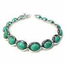 Stunning! Sterling Silver Bracelet with oval Turquoise Stone 1096