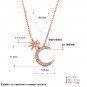 Sweet CZ Star Crescent Moon Casual 925 Sterling Silver Necklace Silver