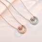 Sweet CZ Star Crescent Moon Casual 925 Sterling Silver Necklace Silver