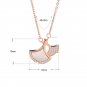 Sweet Mother of Shell CZ Ginkgo Leaf 925 Sterling Silver Necklace Rose Gold