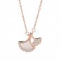 Sweet Mother of Shell CZ Ginkgo Leaf 925 Sterling Silver Necklace Rose Gold