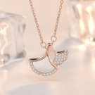 Sweet Mother of Shell CZ Ginkgo Leaf 925 Sterling Silver Necklace Silver