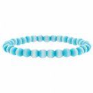 Teal Cats Eye 6mm Beaded Stretch Bracelet B5021TL