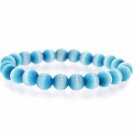 Teal Cats Eye 8mmBeaded Stretch Bracelet B5020TL
