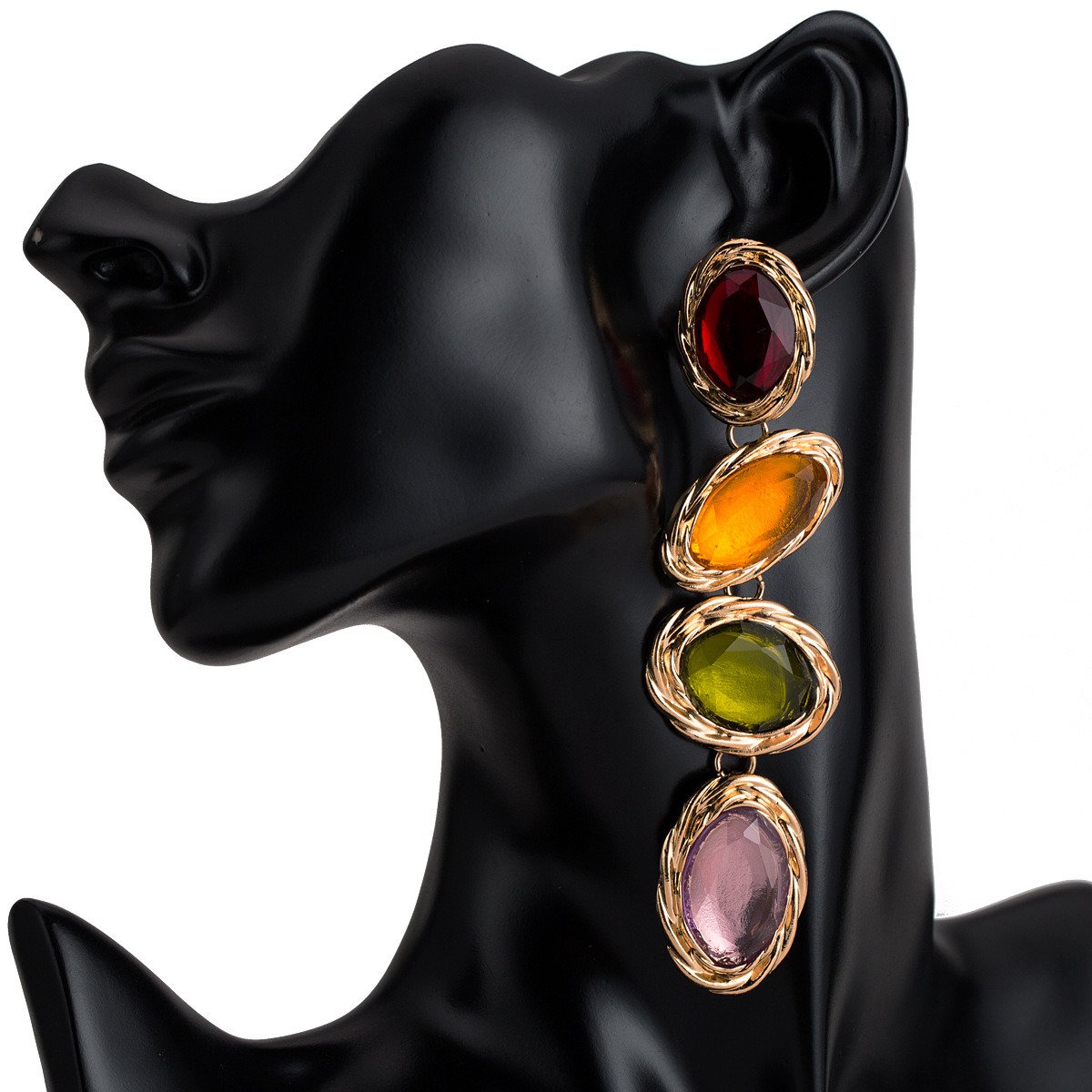 Temperament Alloy Colorful Stone Acrylic Earrings color