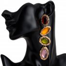 Temperament Alloy Colorful Stone Acrylic Earrings color