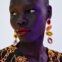 Temperament Alloy Colorful Stone Acrylic Earrings color