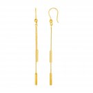 Textured Bar Long Drop Earrings in 14k Yellow Gold Yellow Gold