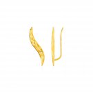 Textured Leaf Climber Earrings in 14k Yellow Gold Yellow Gold
