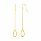Textured Pear Shaped Long Drop Earrings in 14k Yellow Gold Yellow Gold