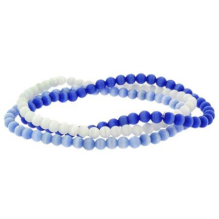 Three Strand Cats Eye Bead Strech Bracelet S9902