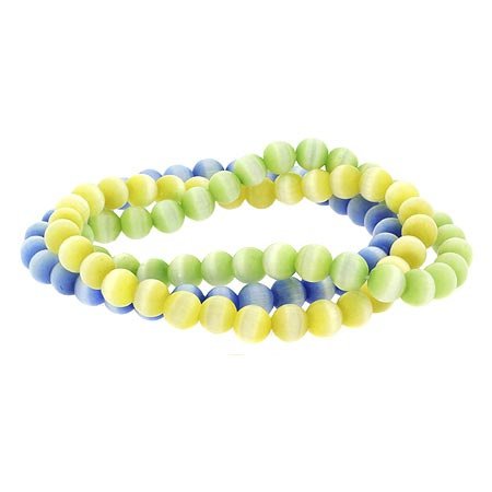 Three Strand Cats Eye Bead Strech Bracelet S9907