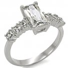 TK002 - High polished (no plating) Stainless Steel Ring with AAA Grade CZ in Clear