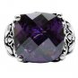 TK016 - High polished (no plating) Stainless Steel Ring with AAA Grade CZ in Amethyst