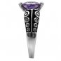 TK017 - High polished (no plating) Stainless Steel Ring with AAA Grade CZ in Amethyst
