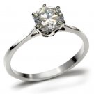 TK025 - High polished (no plating) Stainless Steel Ring with AAA Grade CZ in Clear