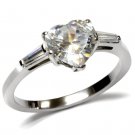 TK027 - High polished (no plating) Stainless Steel Ring with AAA Grade CZ in Clear