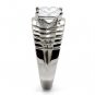 TK028 - High polished (no plating) Stainless Steel Ring with AAA Grade CZ in Clear