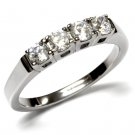 TK047 - High polished (no plating) Stainless Steel Ring with AAA Grade CZ in Clear