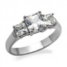 TK058 - High polished (no plating) Stainless Steel Ring with AAA Grade CZ in Clear