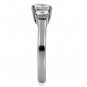 TK058 - High polished (no plating) Stainless Steel Ring with AAA Grade CZ in Clear