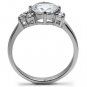 TK062 - High polished (no plating) Stainless Steel Ring with AAA Grade CZ in Clear
