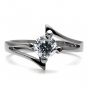 TK063 - High polished (no plating) Stainless Steel Ring with AAA Grade CZ in Clear