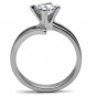 TK063 - High polished (no plating) Stainless Steel Ring with AAA Grade CZ in Clear