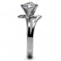 TK063 - High polished (no plating) Stainless Steel Ring with AAA Grade CZ in Clear