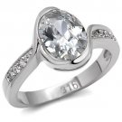 TK064 - High polished (no plating) Stainless Steel Ring with AAA Grade CZ in Clear